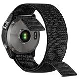 YOOSIDE 22mm Loop Nylon Armband für Garmin EPIX Pro 47mm / Fenix 6 / Fenix 5 / Fenix 7, Ultraleichtes Schnell Trocknen Schleife Waschbar Uhrenarmband für Forerunner 955,Instinct 2 (Schwarz)